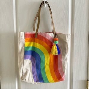 4️⃣for2️⃣0️⃣ Printed Canvas Pompom Rainbow Tote